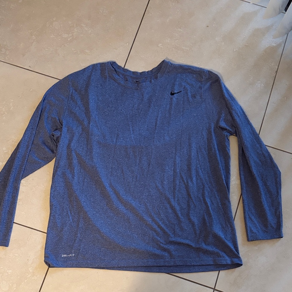 Nike Men's Heathered Blue Long Sleeve Dri Fit